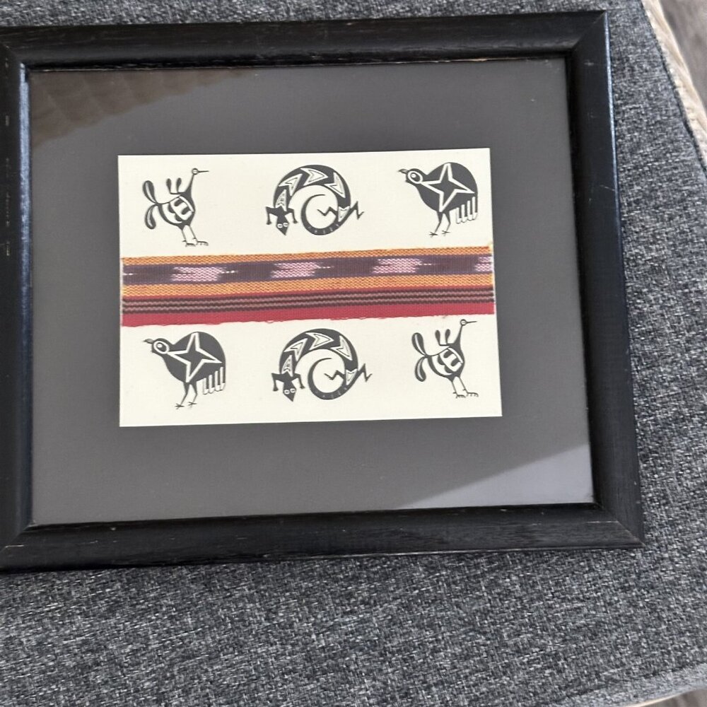 Vintage Southwest Art Print Collage Quail Lizard Chicken Matted Framed